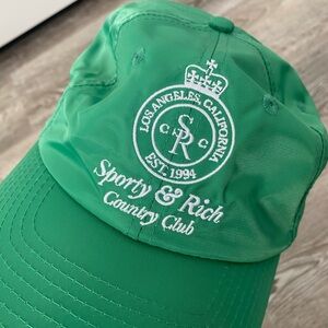 Sporty & Rich Green Logo Cap with White Embroidery